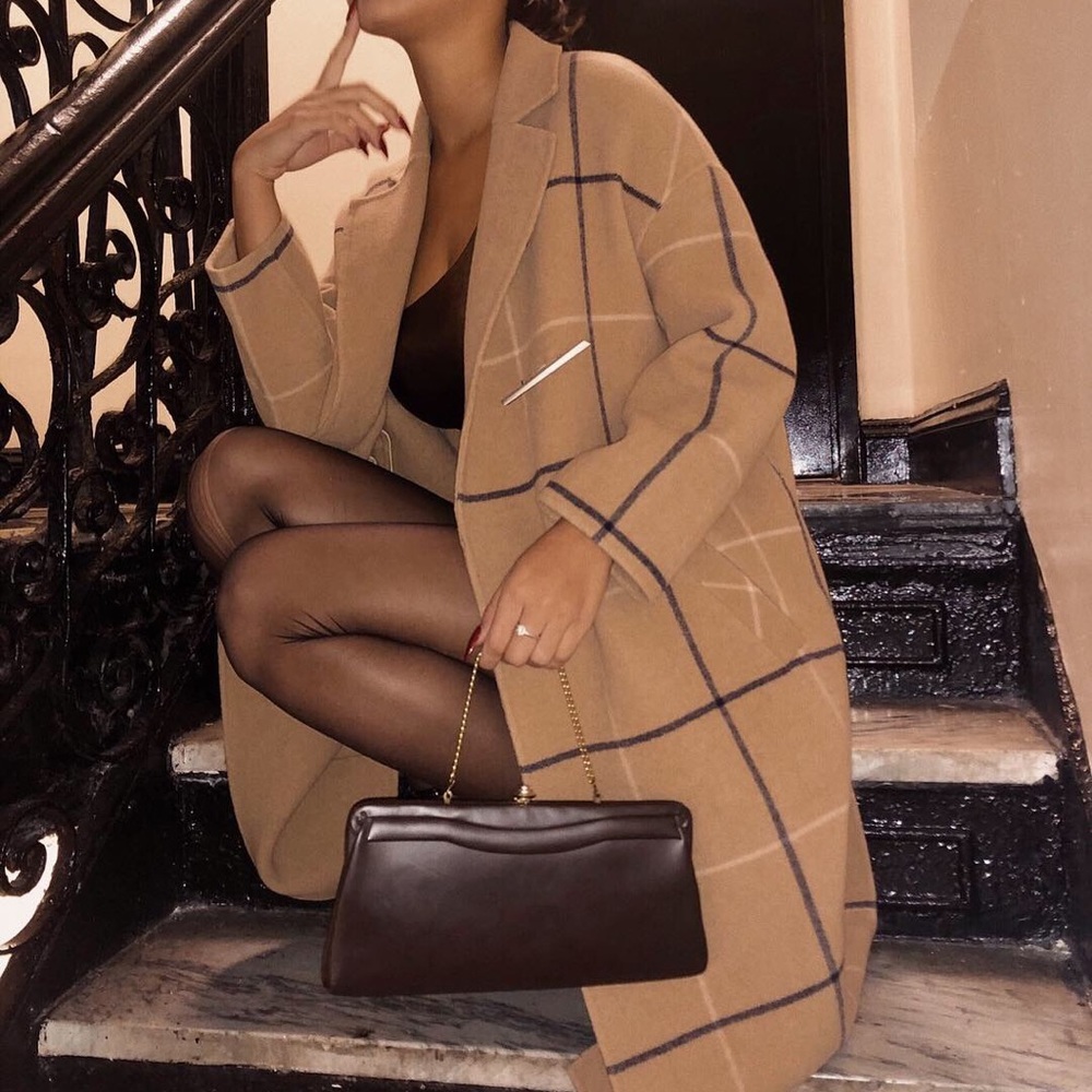 Brown genuine leather clutch